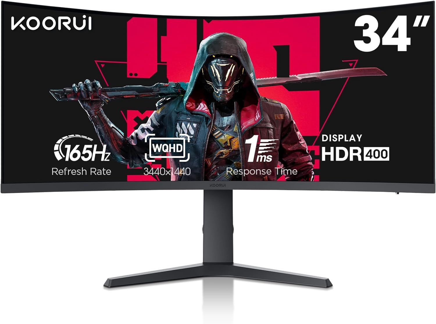 KOORUI 34 polegadas Ultrawide Curved Gaming Monitor 144Hz 165Hz